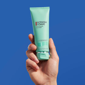 Biotherm Homme gel being dispensed into hand for easy application