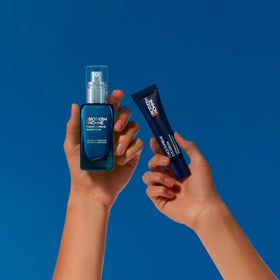 Biotherm Homme gel-serum texture on fingertip, fast absorption benefit