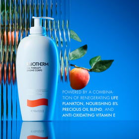 Biotherm recycled plastic label visible to emphasize eco-friendly packaging