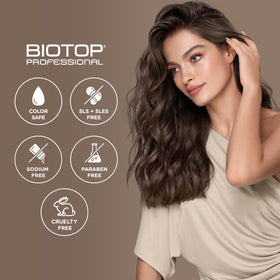 Biotop Professional before and after hair showing reduced breakage benefit