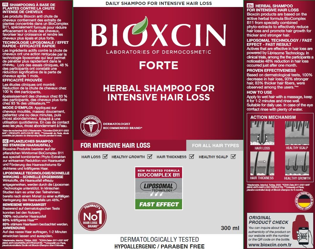 BIOXCIN bottle size scale next to hand showing true 300ml volume benefit