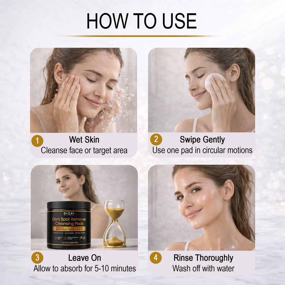 BIOXI pad treating chest and knee showing body-targeted brightening