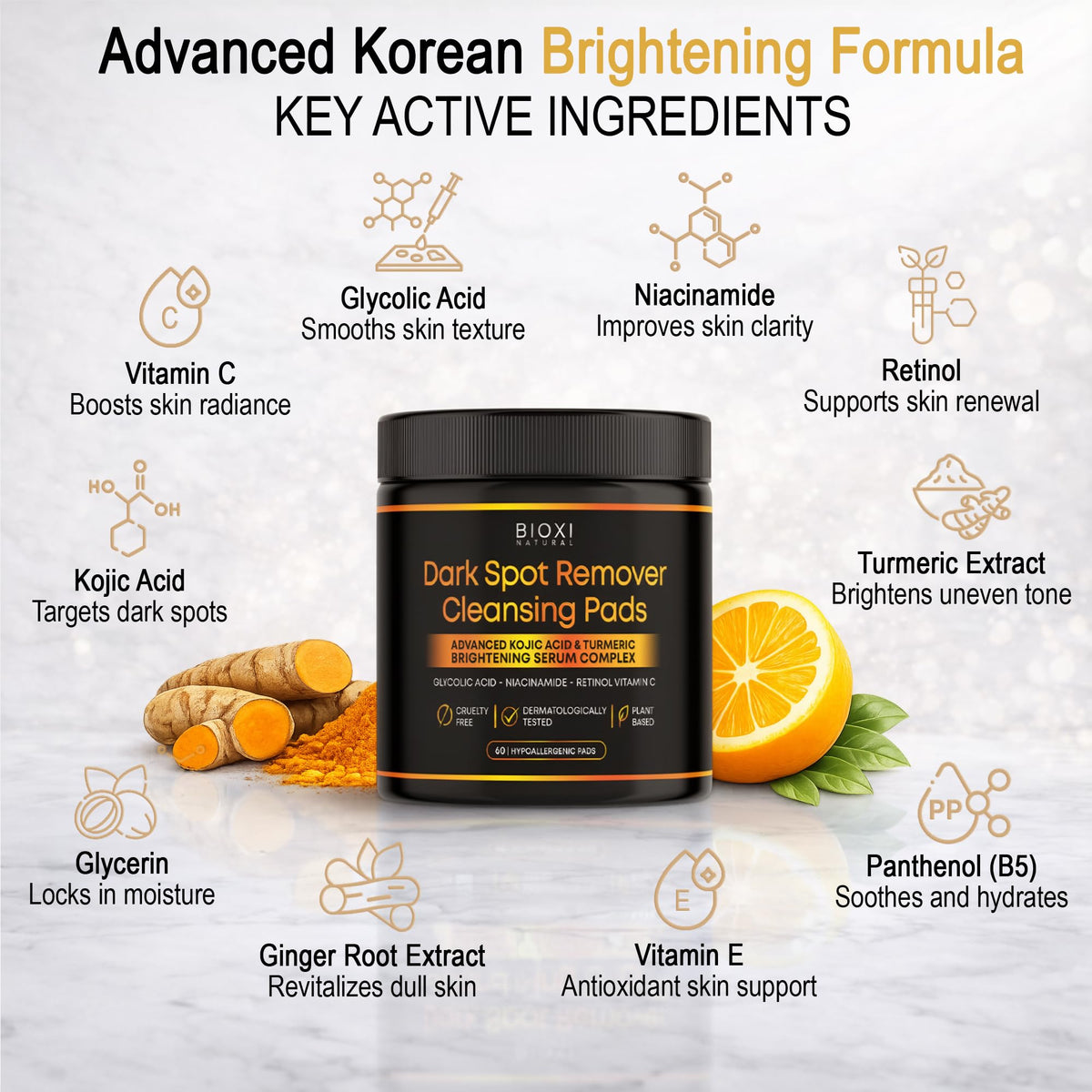 BIOXI pad releasing serum drops to show concentrated active blend