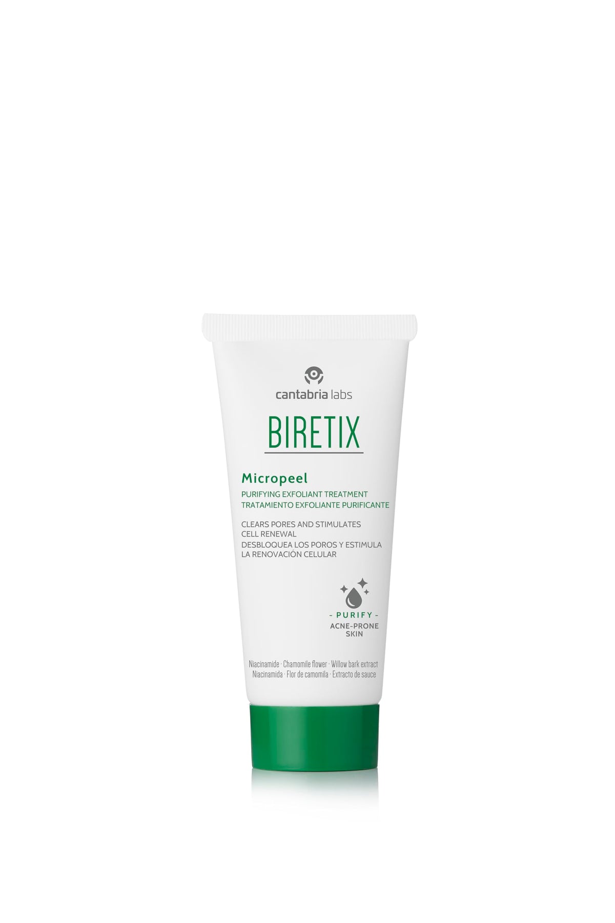Applying Biretix Micropeel on face with cotton pad, precise application and controlled exfoliation benefit