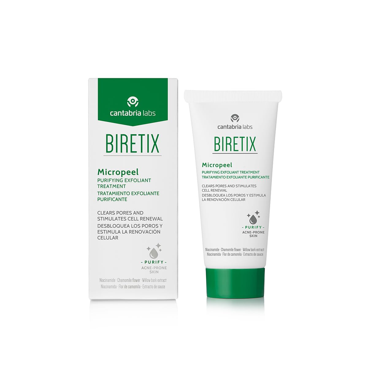 Biretix front packaging showing bottle and label, clear information and easy storage benefit