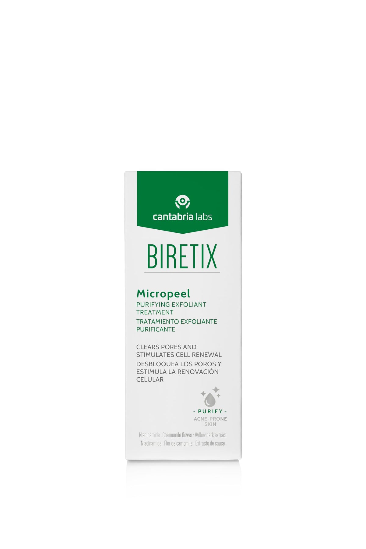 Biretix micropeel dispensed texture close-up, smooth gel visible for gentle exfoliation benefit