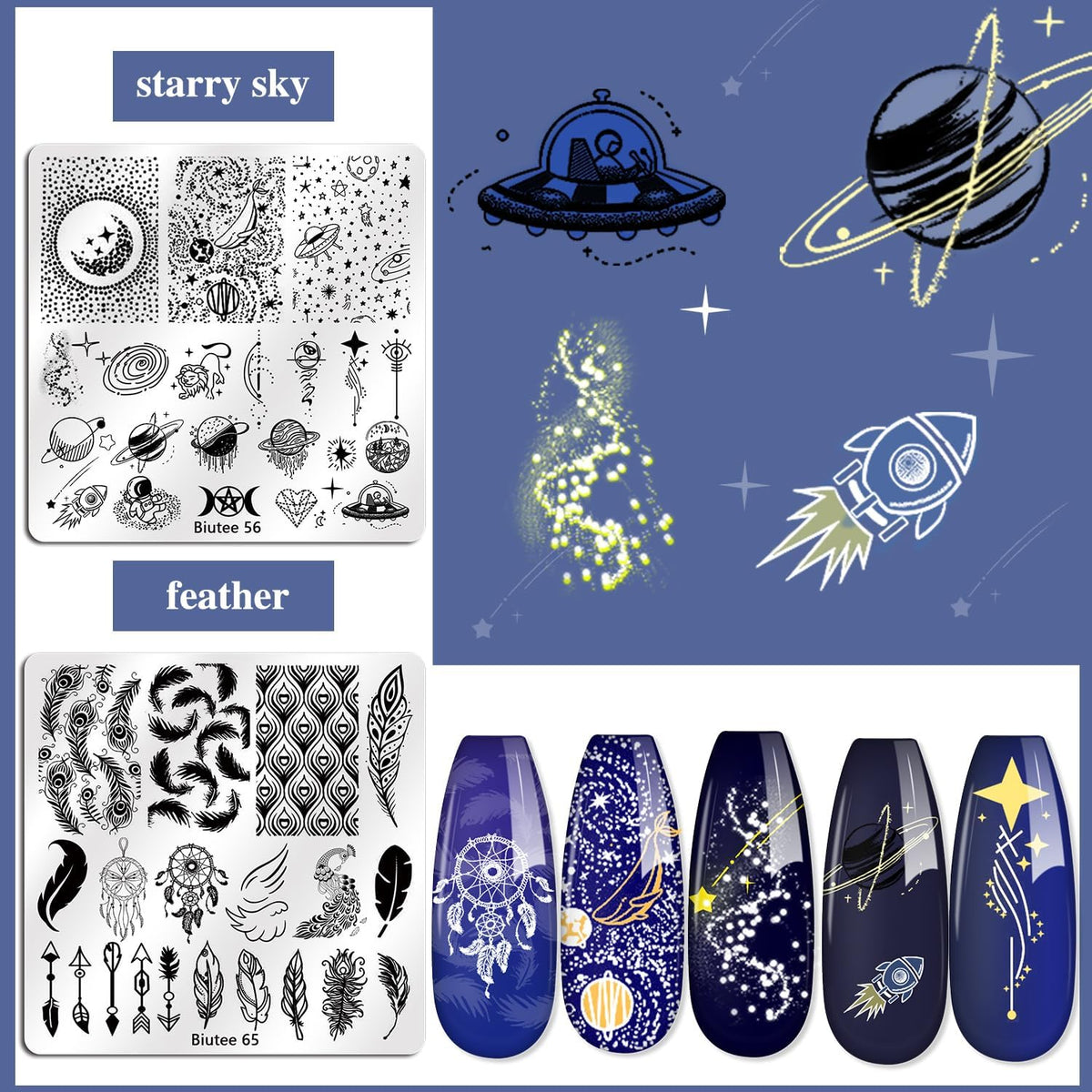 Biutee eight gel stamping polish bottles in vivid colors for bold designs