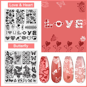 Biutee stamped nail on fingertip showing finished manicure detail and salon-quality finish