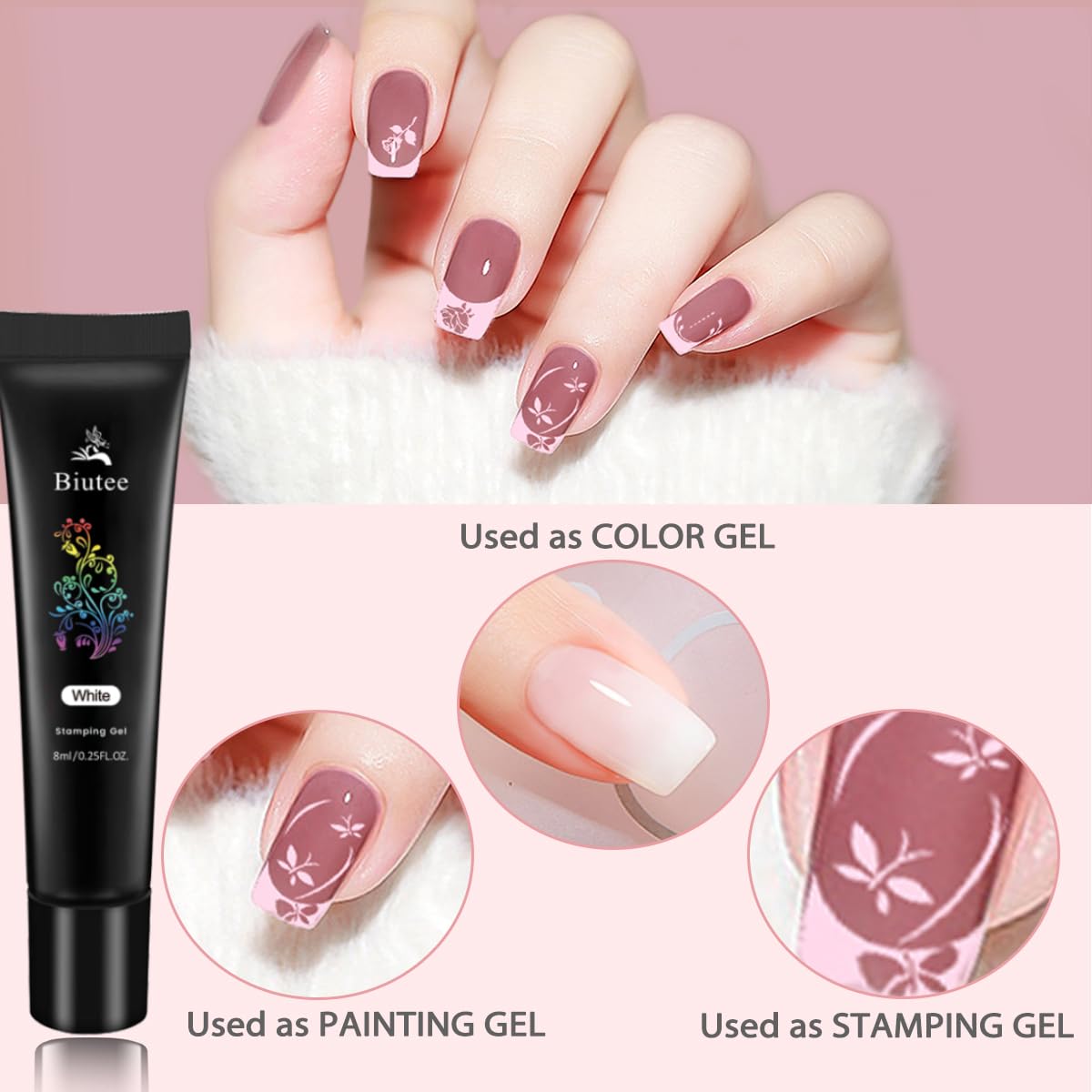 Biutee nail wheel swatches showing each color’s opacity for design planning