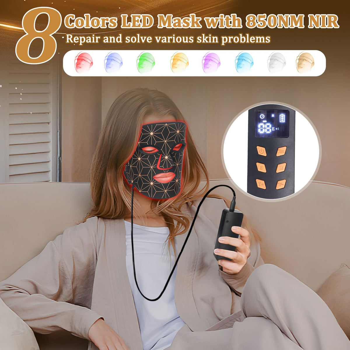 biuufish mask next to smartphone and charger to show compact travel size