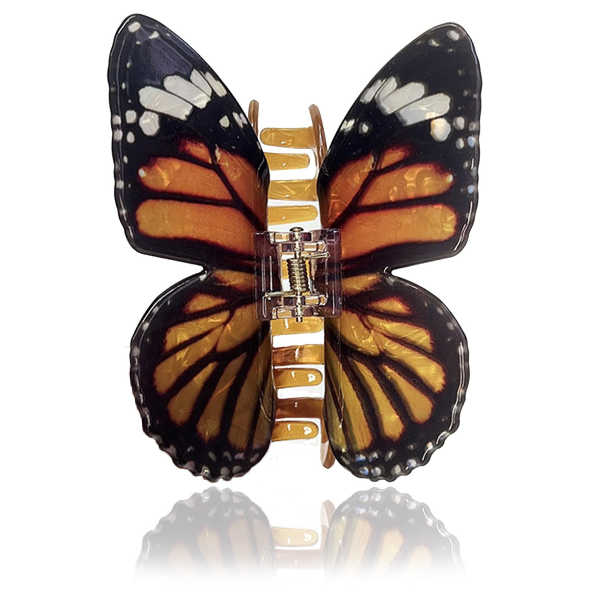 Bi&Yamigeo front view of Monarch Butterfly clip showing glossy finish and elegant design benefit