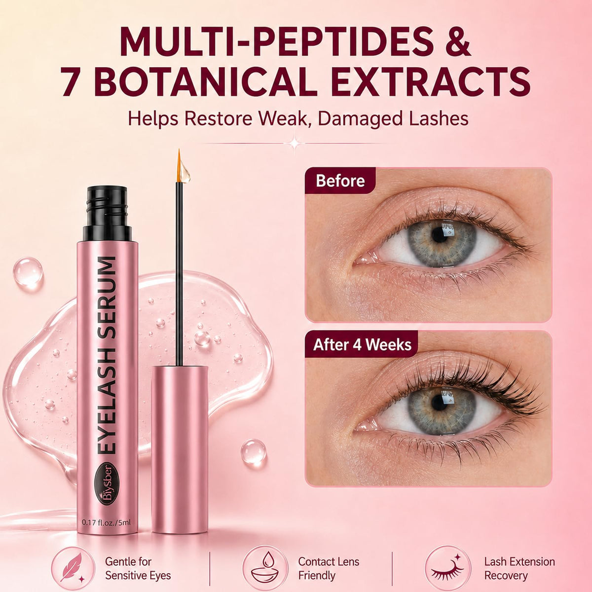 BIYSBER precision applicator close-up demonstrates thin brush for accurate lash-line application
