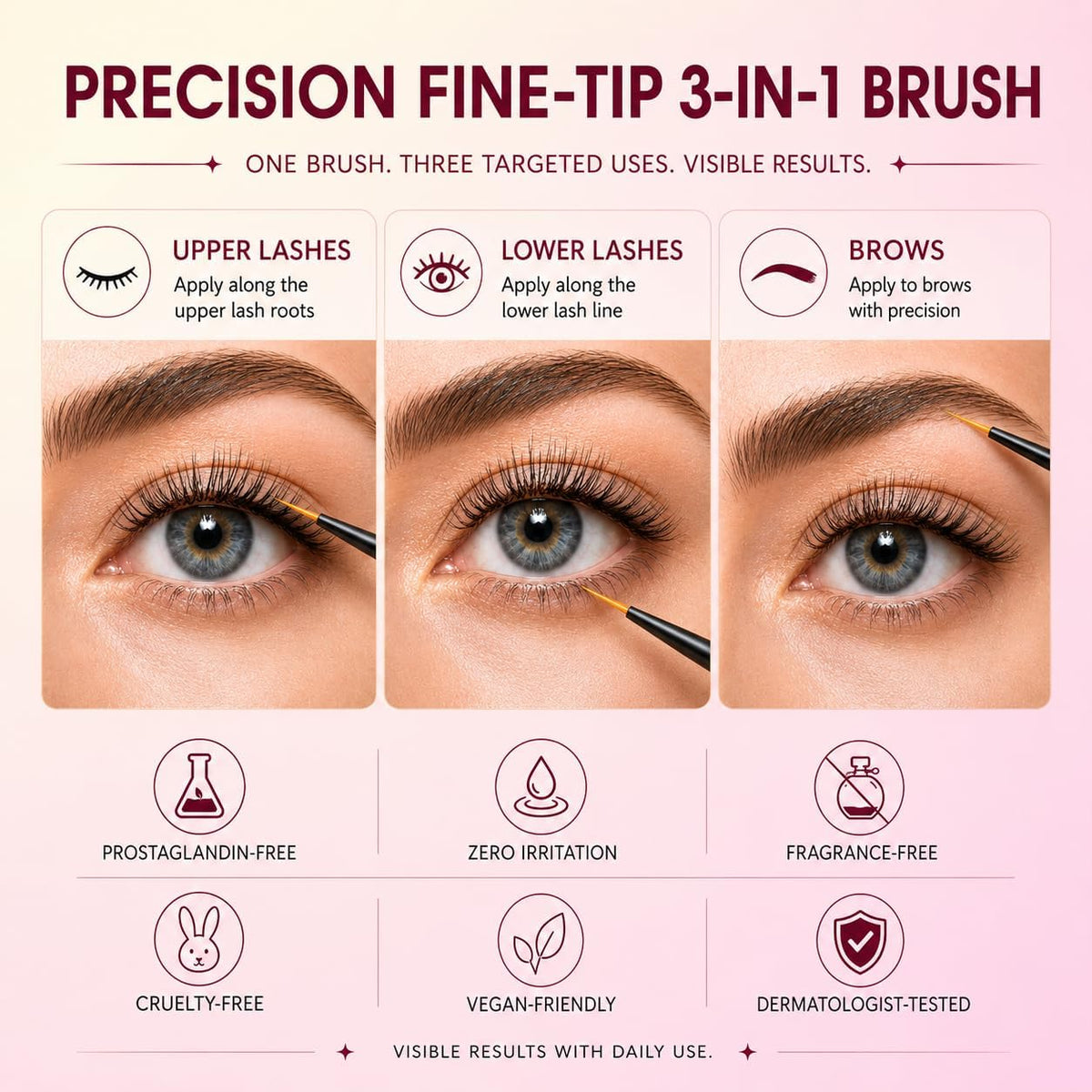 BIYSBER before-and-after comparison displays fuller-looking lashes after consistent use