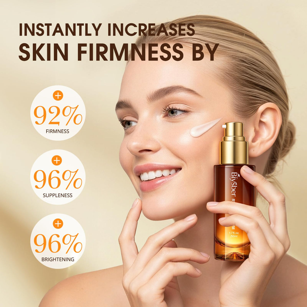BIYSBER serum on hand demonstrating lightweight feel and easy spreadability