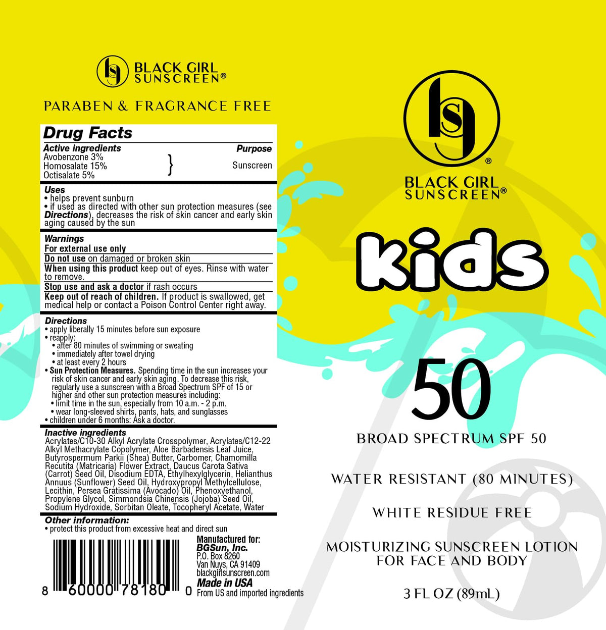 Black Girl Sunscreen water-resistant test scene showing active swim protection