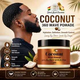 Black Lavish Essentials open jar revealing coconut butter cream for easy scooping benefit