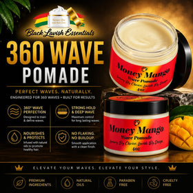 Black Lavish Essentials open jar displaying smooth pomade texture and scoopable formula