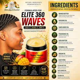 Black Lavish Essentials side label close-up showing ingredient list and usage tips