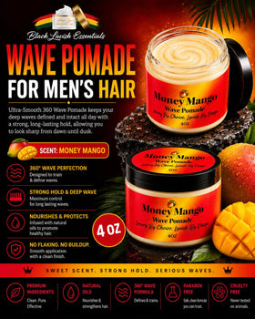 Black Lavish Essentials pomade texture close-up highlighting non-greasy consistency