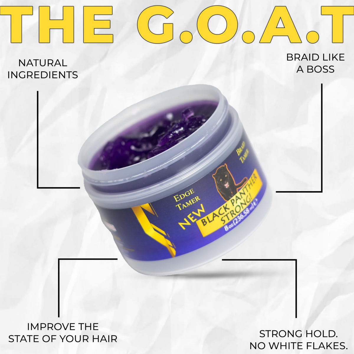 Black Panther Strong held in hand to show 8 oz scale and travel-friendly size