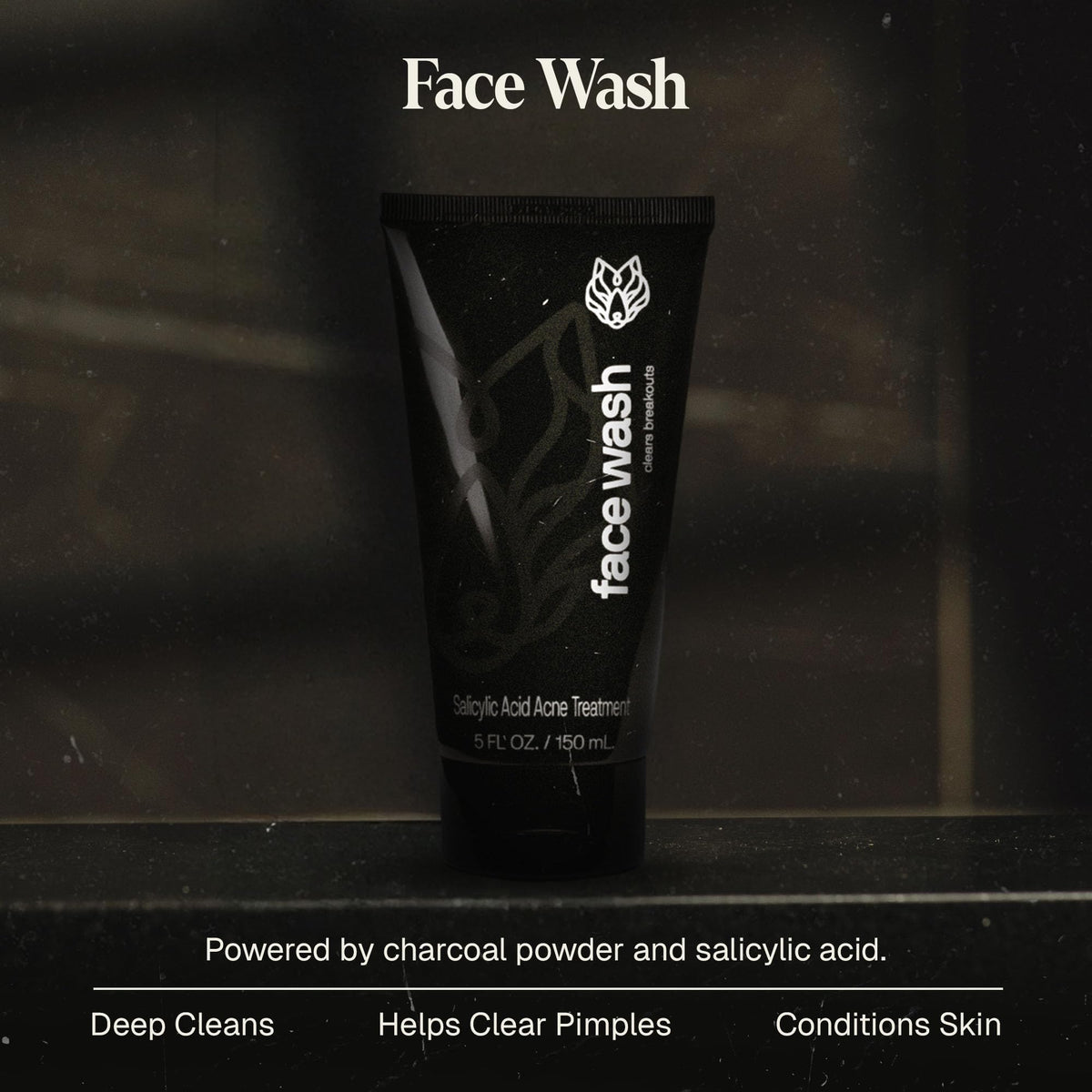 Black Wolf close-up texture and lather highlighting exfoliating action