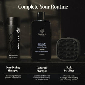 Black Wolf in-shower lifestyle image showing quick cleanse and subtle scent