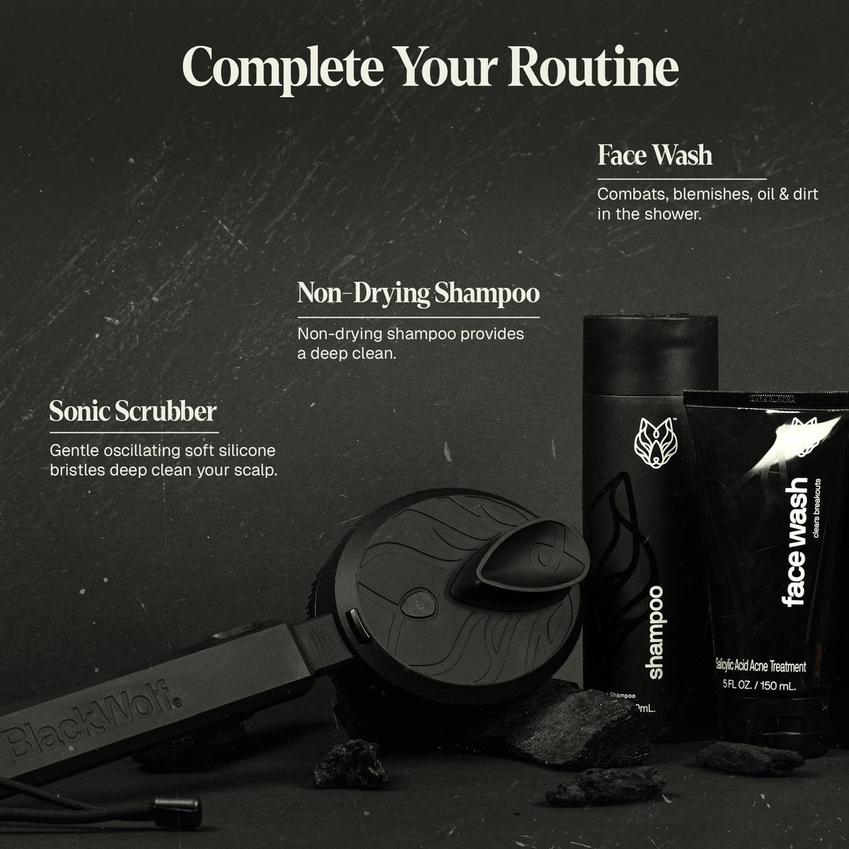 Black Wolf label close-up displaying ingredient names for informed skin-friendly choice