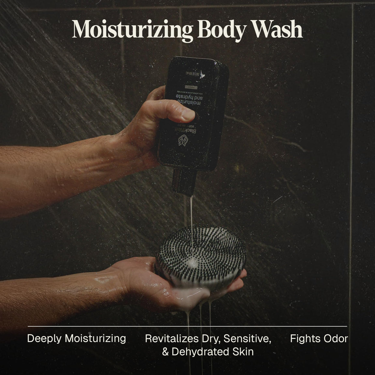 Black Wolf pump dispenser close-up demonstrating easy one-handed use and controlled dosing
