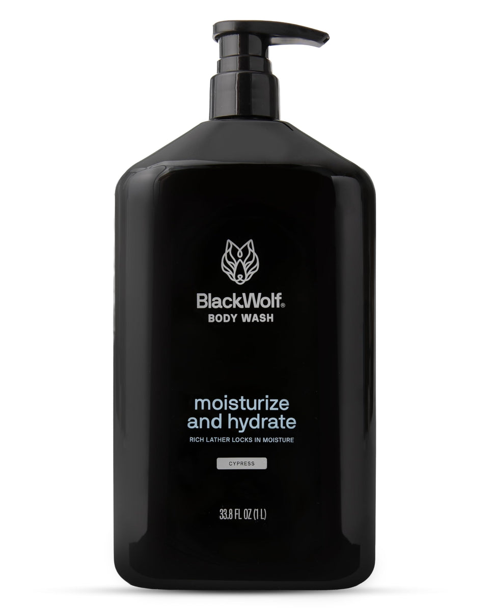 Black Wolf front packaging showing sandalwood scent and 1L size for value