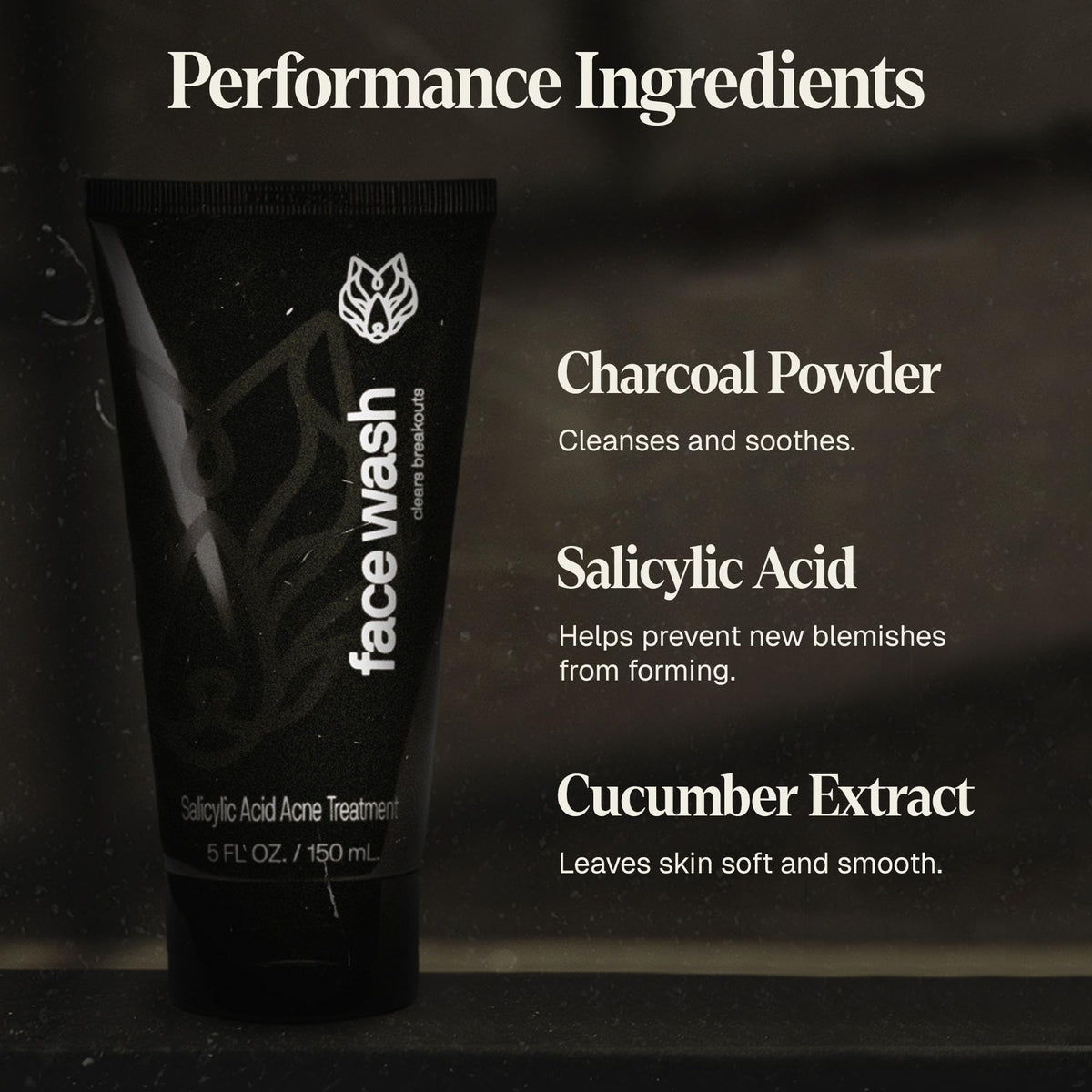 Black Wolf side label listing salicylic acid and paraben-free claim