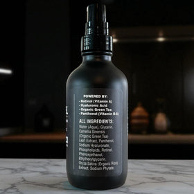 BLACKSTEEL matte black glass bottle highlighting premium packaging and durability
