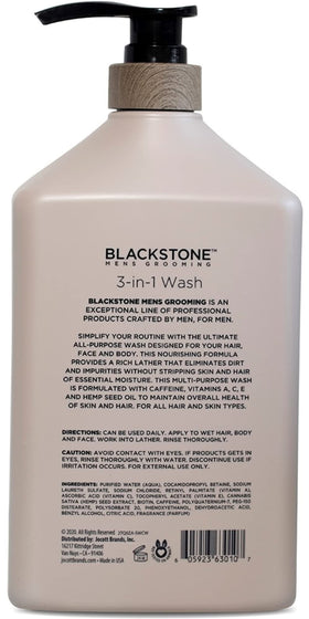 Blackstone label close-up displaying ingredients and product claims benefit