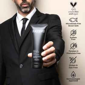 Blackwood For Men gel applied to hand demonstrating easy spreadability benefit