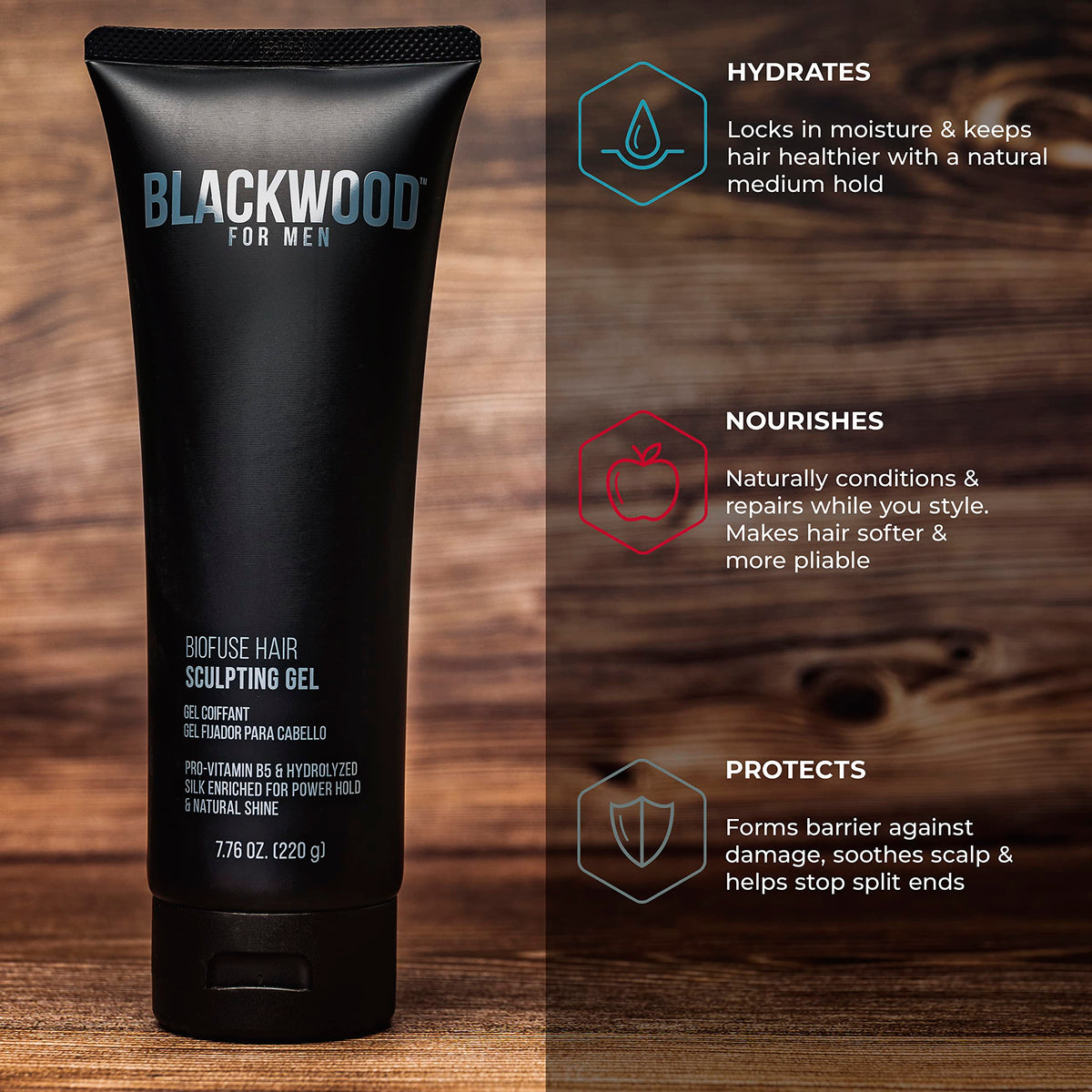 Blackwood For Men ingredient label close-up emphasizing botanical boosts