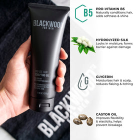 Blackwood For Men styled hair in lifestyle shot showing natural, flexible hold