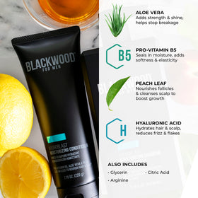 Blackwood For Men conditioner being applied in shower to show detangling and smoothing action