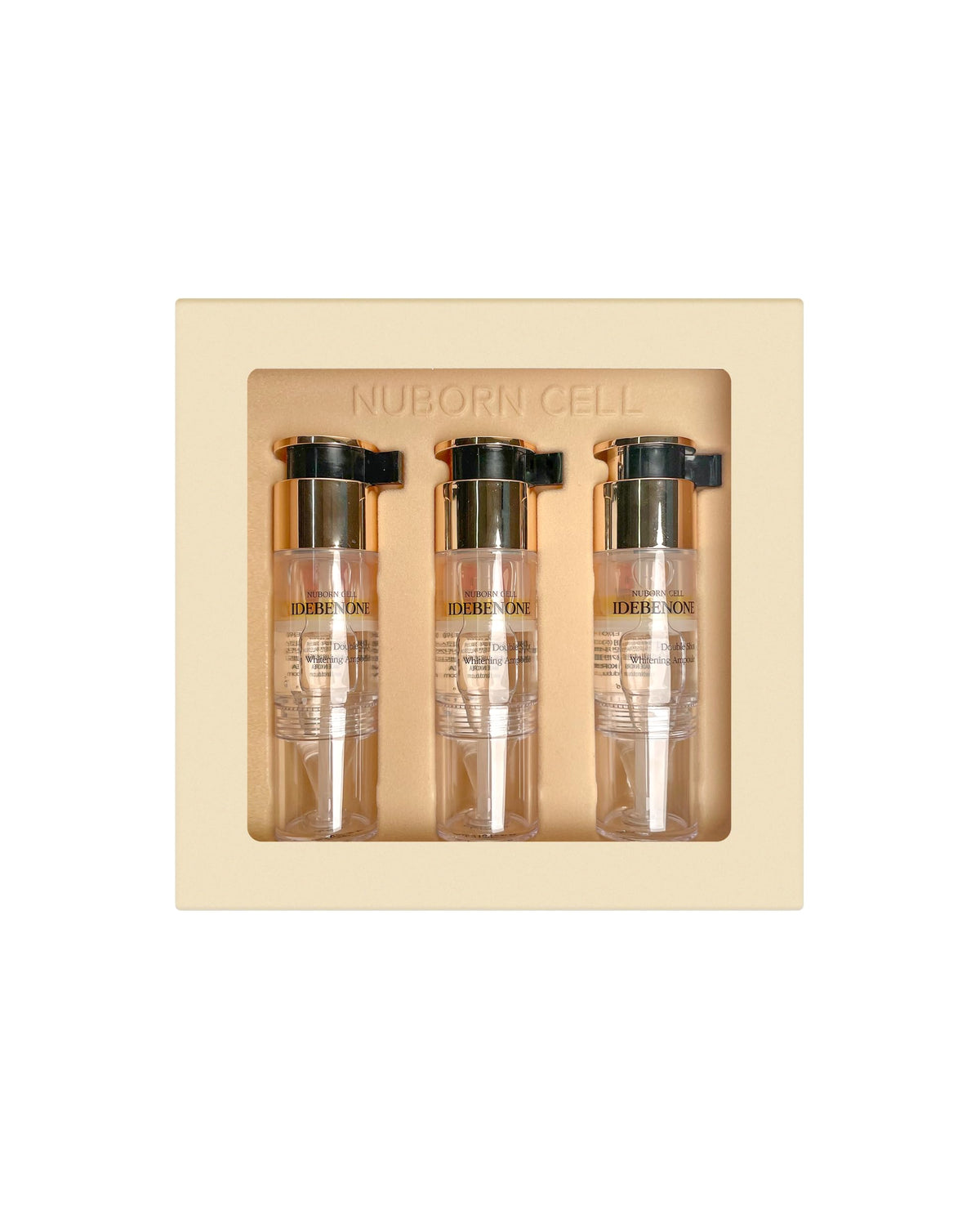 BLANC DUBU front packaging showing three ampoules and box, clear travel-friendly benefit