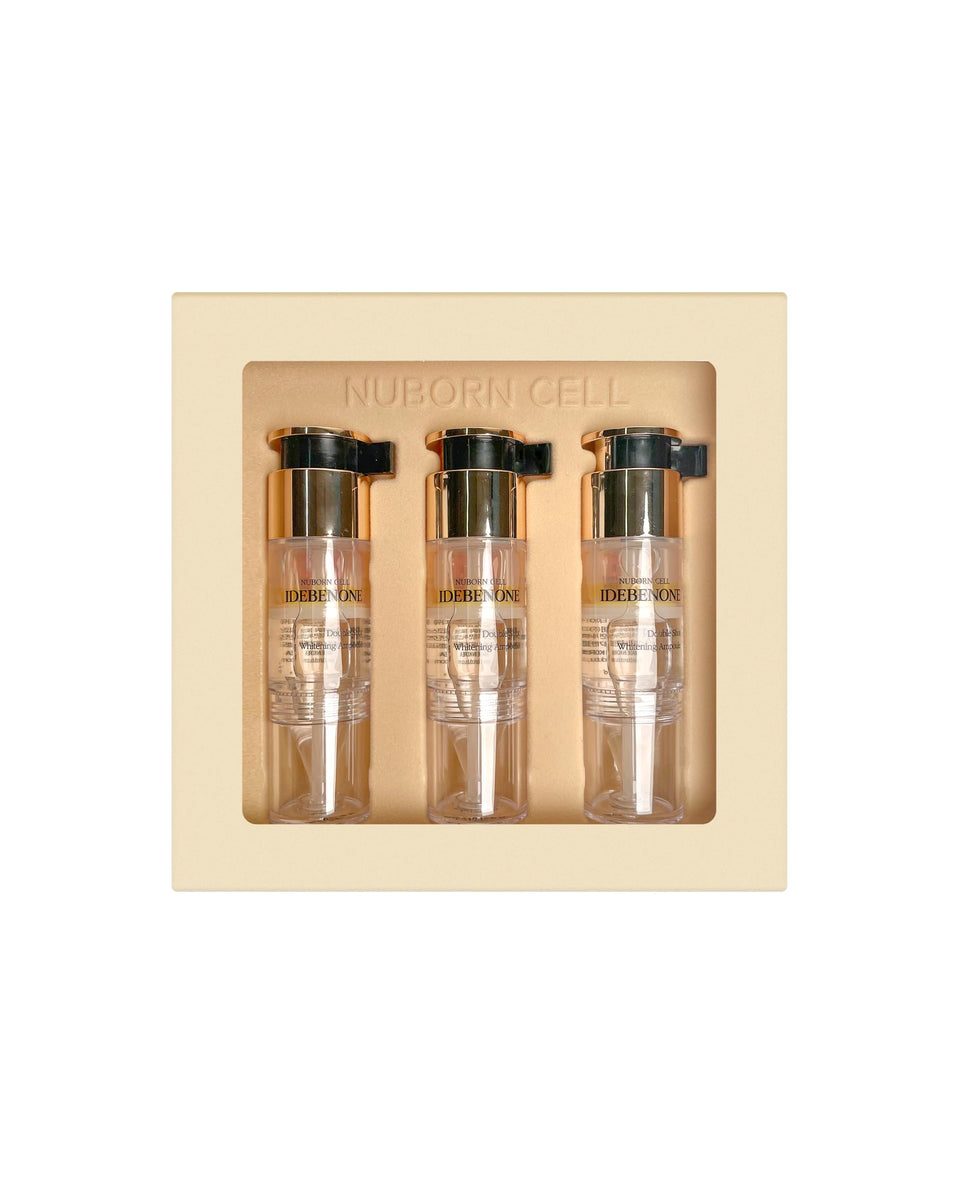 BLANC DUBU front packaging showing three ampoules and box, clear travel-friendly benefit