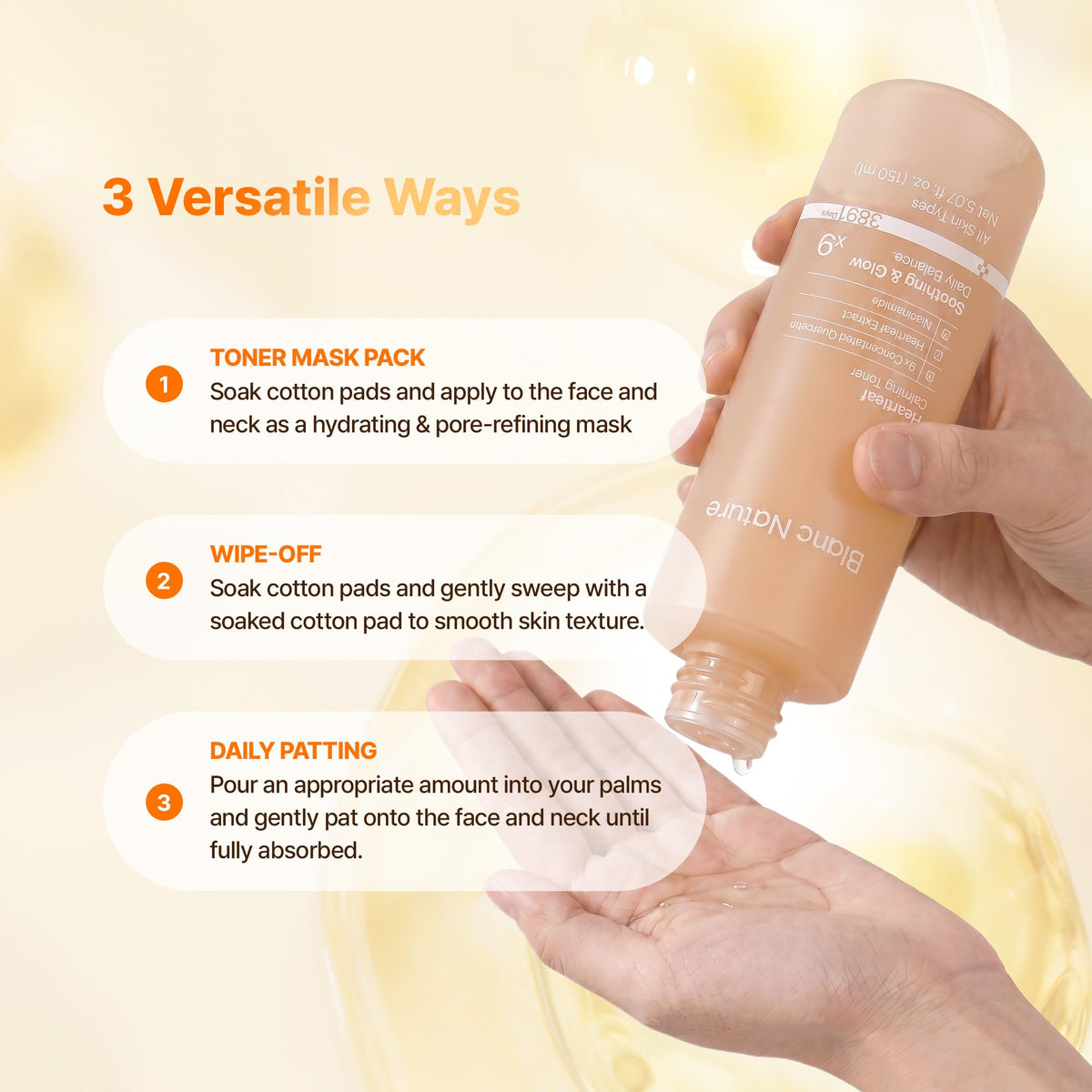 BLANC NATURE nighttime routine scene demonstrating soothing pre-bed hydration