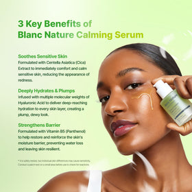 BLANC NATURE serum texture on skin showing lightweight, fast-absorbing finish