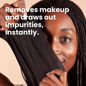 BLAQ dual-sided cloth closeup showing smooth and textured sides for makeup removal and exfoliation
