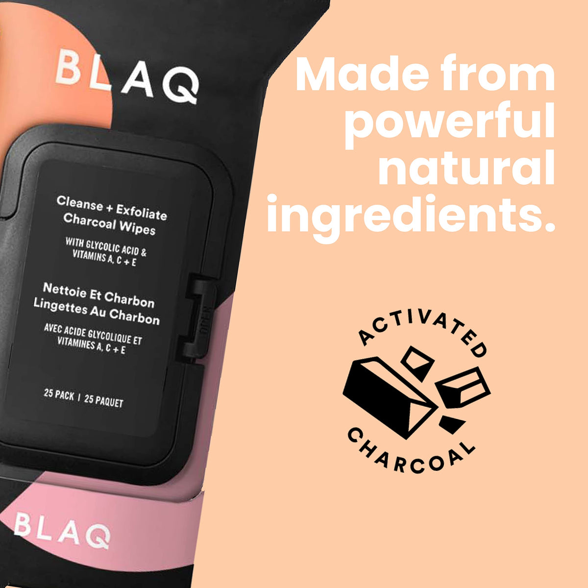 BLAQ textured side detail demonstrating gentle exfoliation benefit for skin renewal