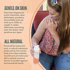 BLDG ACTIVE applying serum to elbow showing body hydration and non-greasy finish