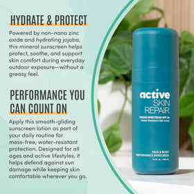 BLDG ACTIVE sunscreen in beach setting showing reef-safe use