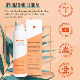 BLDG ACTIVE clear serum texture on fingertip demonstrating fast absorption benefit