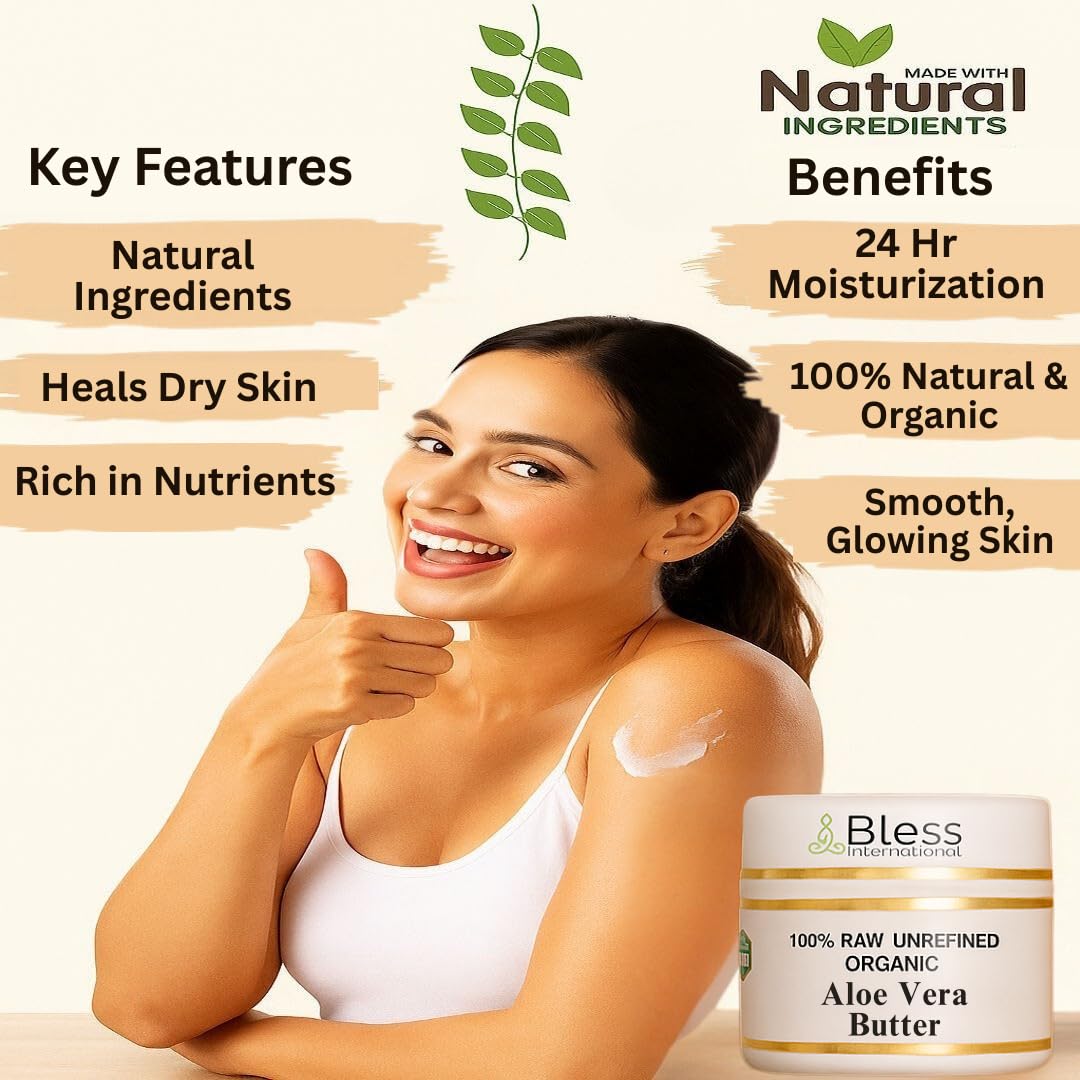 Bless International aloe butter on fingertip demonstrating easy application