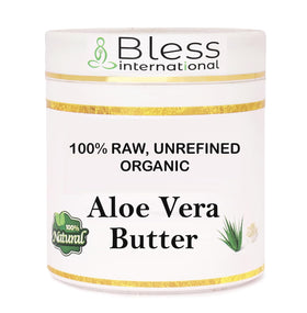 Bless International front jar shot showing pure aloe vera butter for clarity