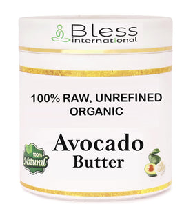Bless International front packaging showing pure avocado butter benefits