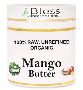 Bless International front jar view showing pure mango butter and packaging benefit