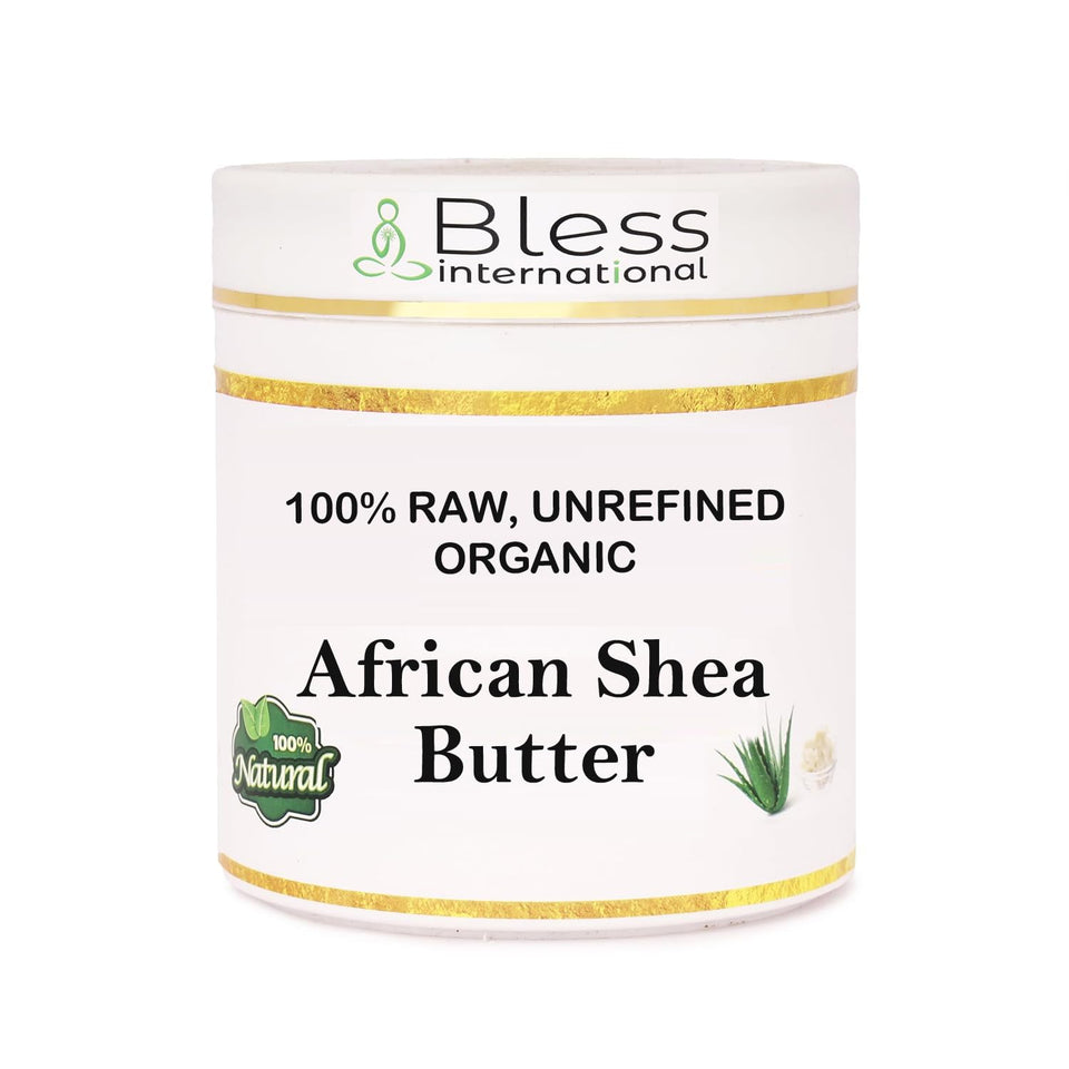 Bless International jar front showing ivory shea butter and clean packaging benefit